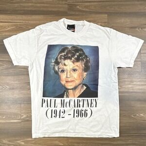 Feels So Good Paul McCartney Beatles Graphic Print White Crew Tee Shirt Size L